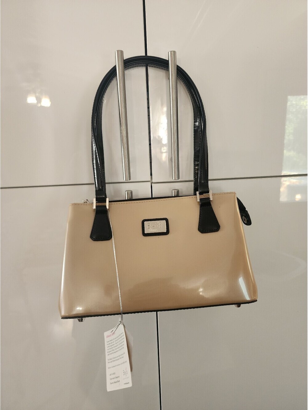 Beijo Standard Elegance Barely Beige and Black Handbag